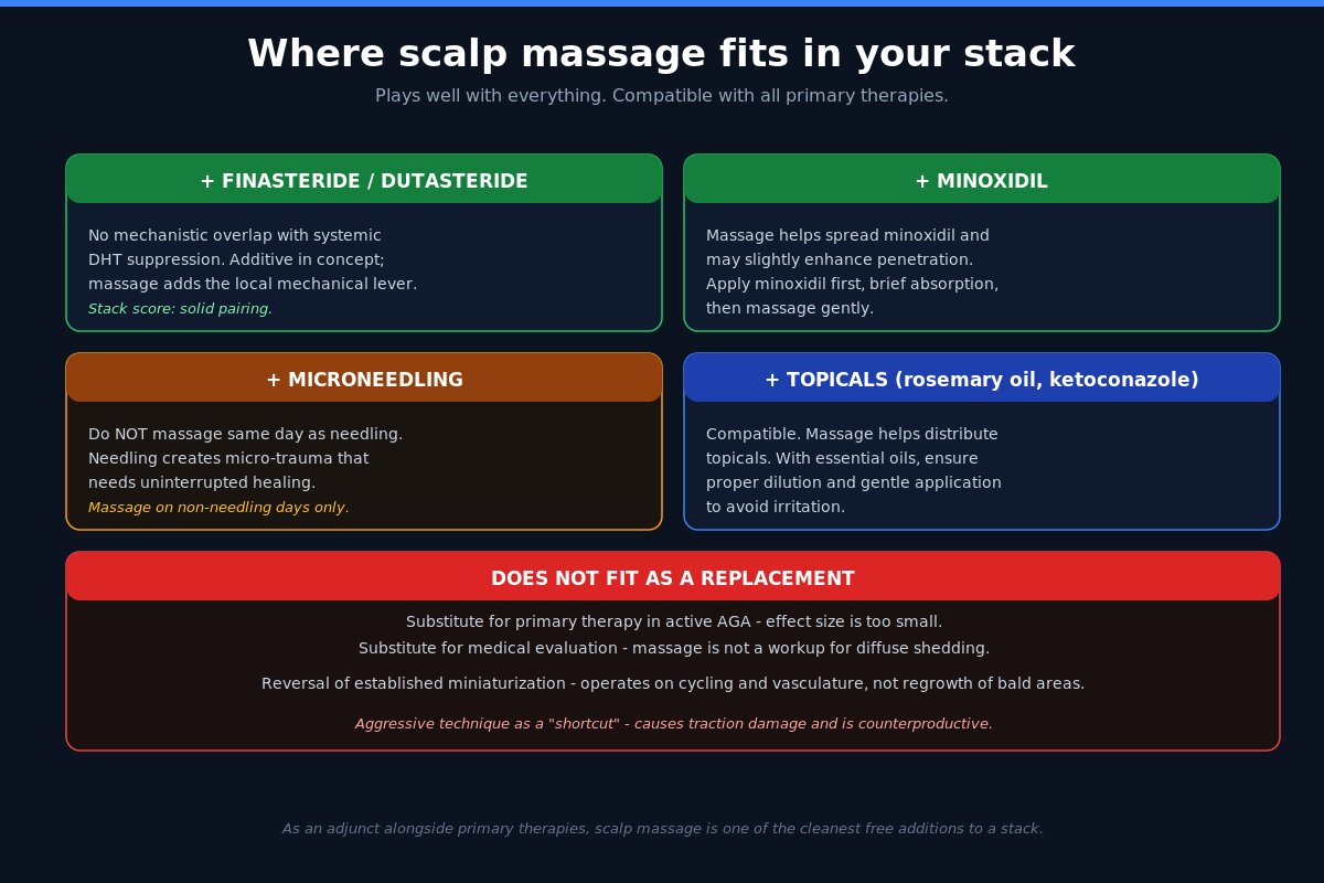 Scalp massage combining with finasteride minoxidil microneedling
