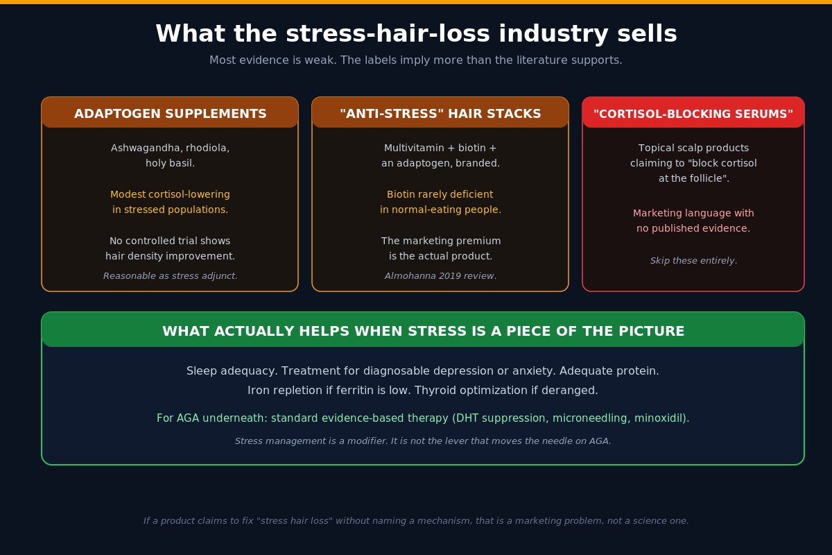 Stress hair loss products evidence review