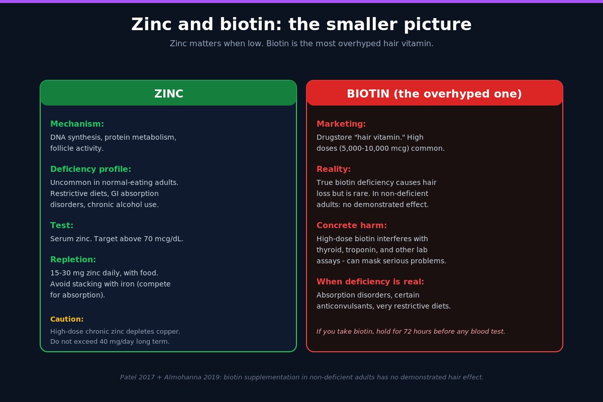 Zinc and biotin hair loss evidence comparison