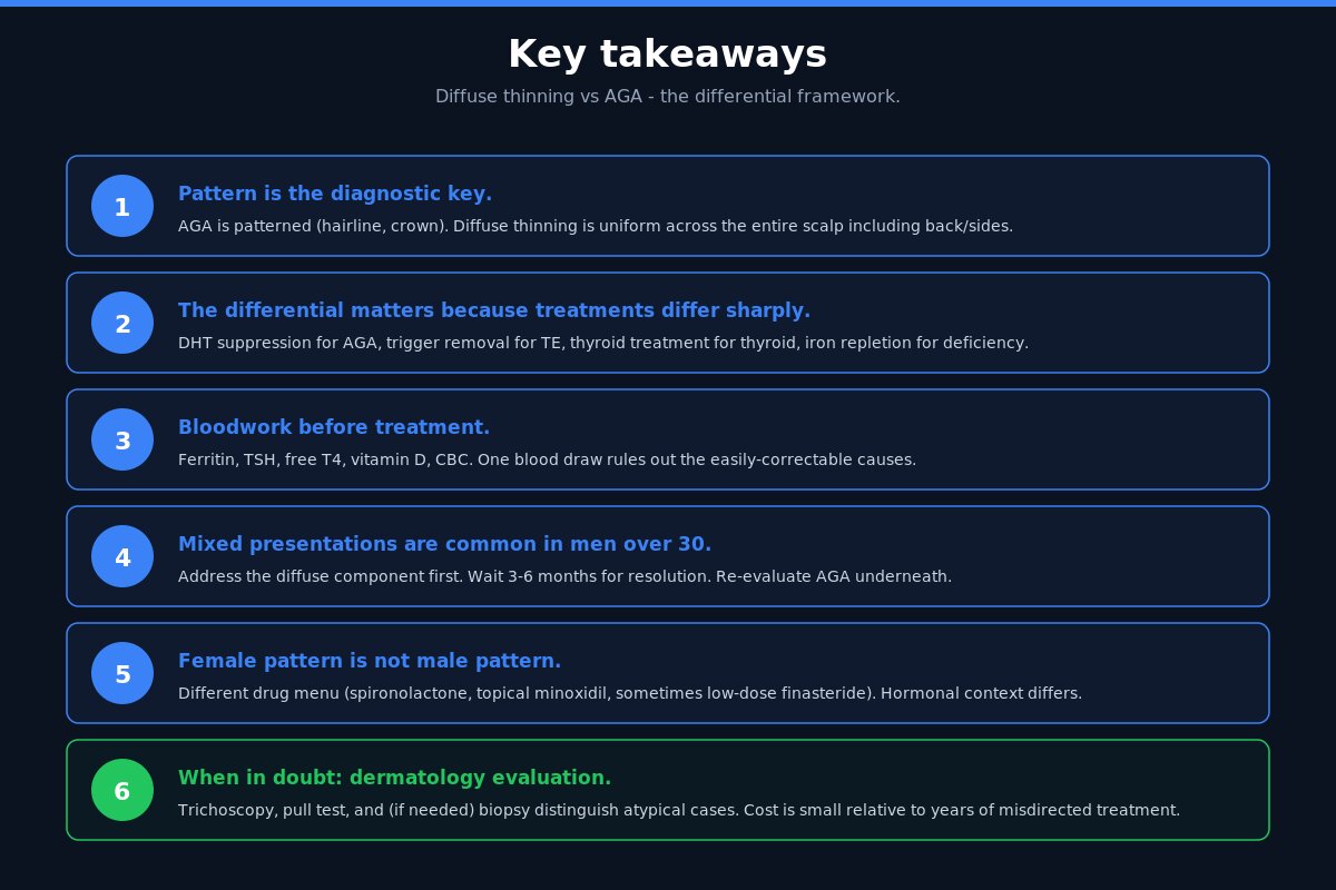 Diffuse thinning vs AGA key takeaways summary