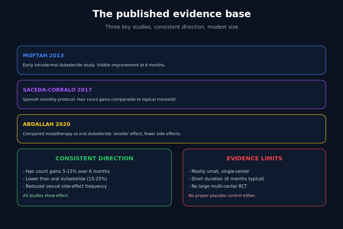 Dutasteride mesotherapy published evidence base - three key studies