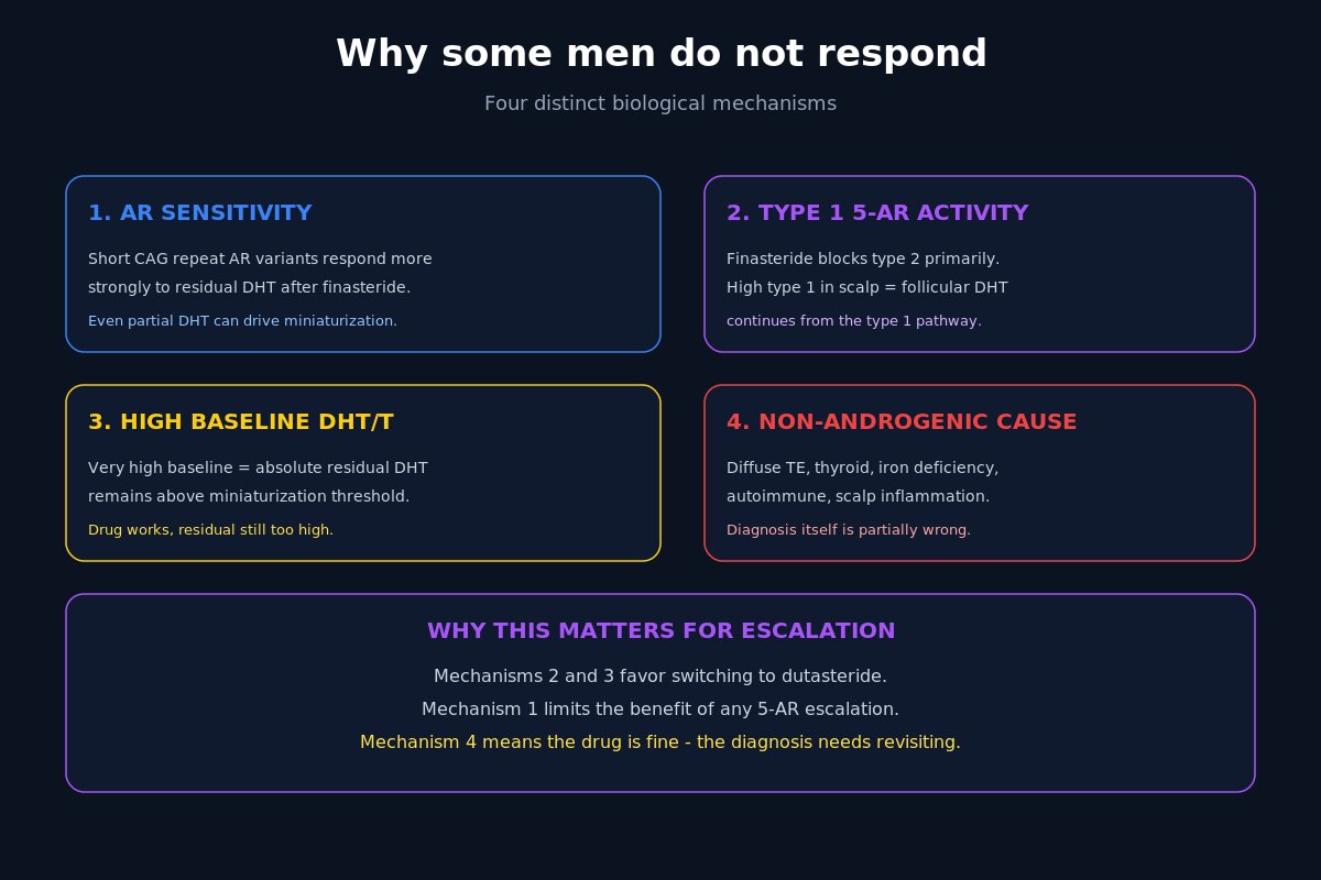 Finasteride non-response biology - four mechanisms