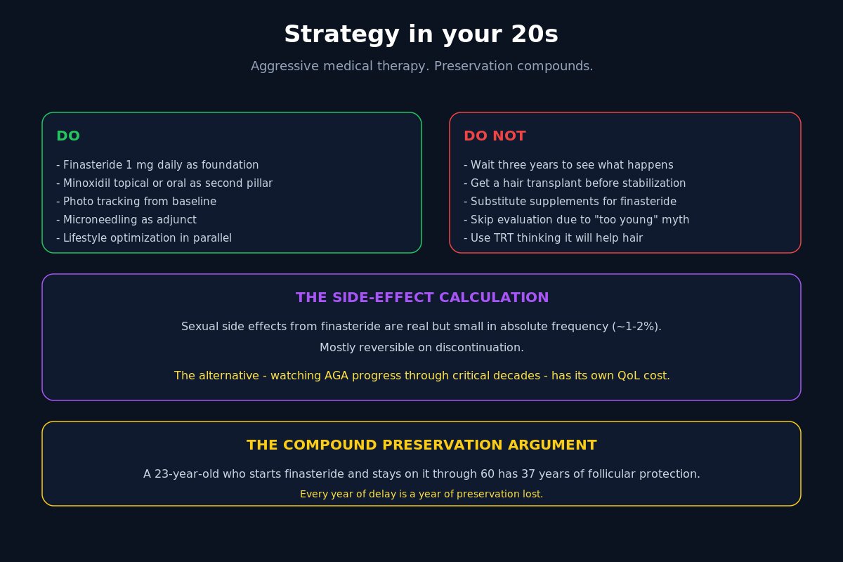 Hair loss strategy in your 20s - aggressive medical therapy
