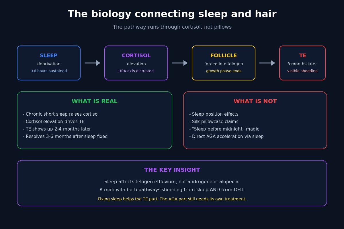 Sleep cortisol pathway connecting deprivation to hair shedding via TE