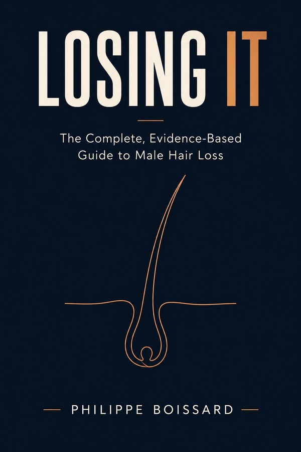 Losing It: The Complete, Evidence-Based Guide to Male Hair Loss, book cover by hair-loss researcher Philippe Boissard (finasteride, dutasteride, minoxidil, androgenetic alopecia).