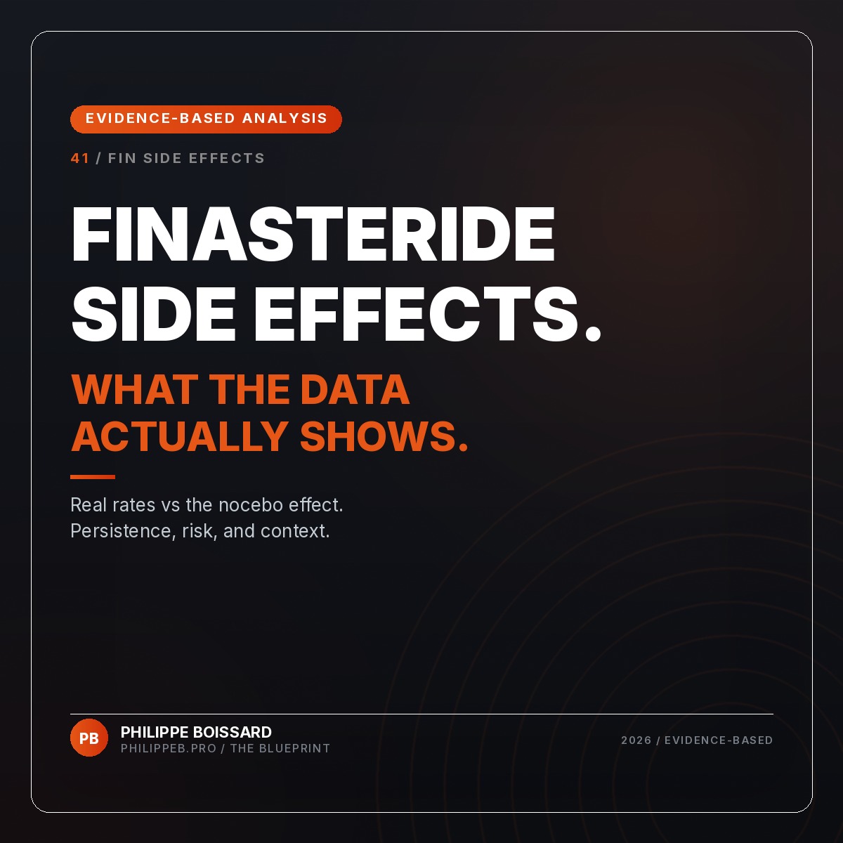 Finasteride Side Effects - evidence-based hair loss analysis by Philippe Boissard, philippeb.pro